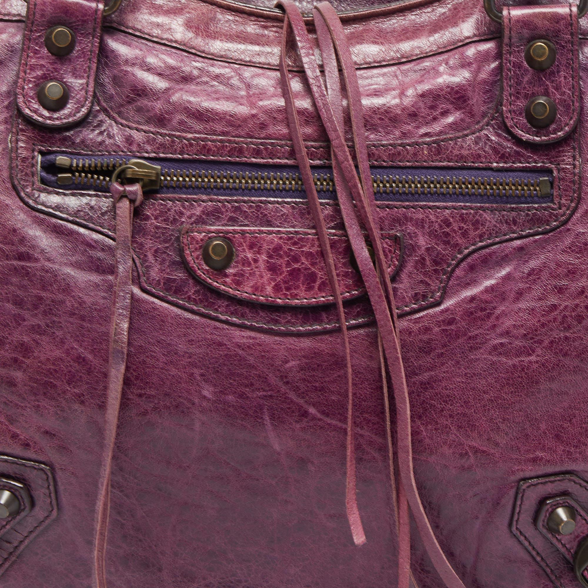 Balenciaga Purple Leather Rh Step Bag For Sale at 1stDibs
