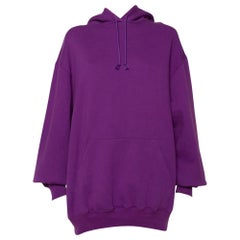 Balenciaga Purple Logo Printed Cotton Hoodie S