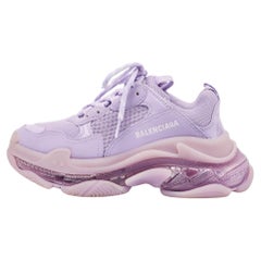 Balenciaga Purple Mesh and Leather Triple S Clear Sole Sneakers Size 37