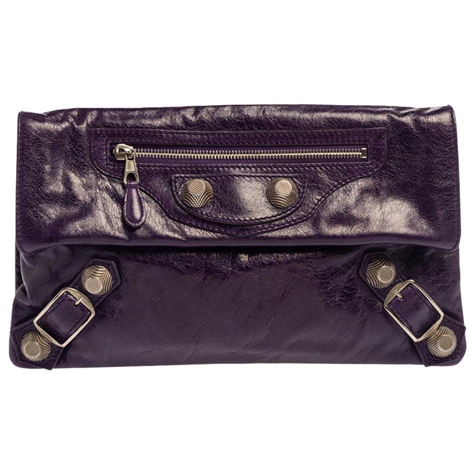 Purple Leather Giant Clutch Bag at 1stDibs