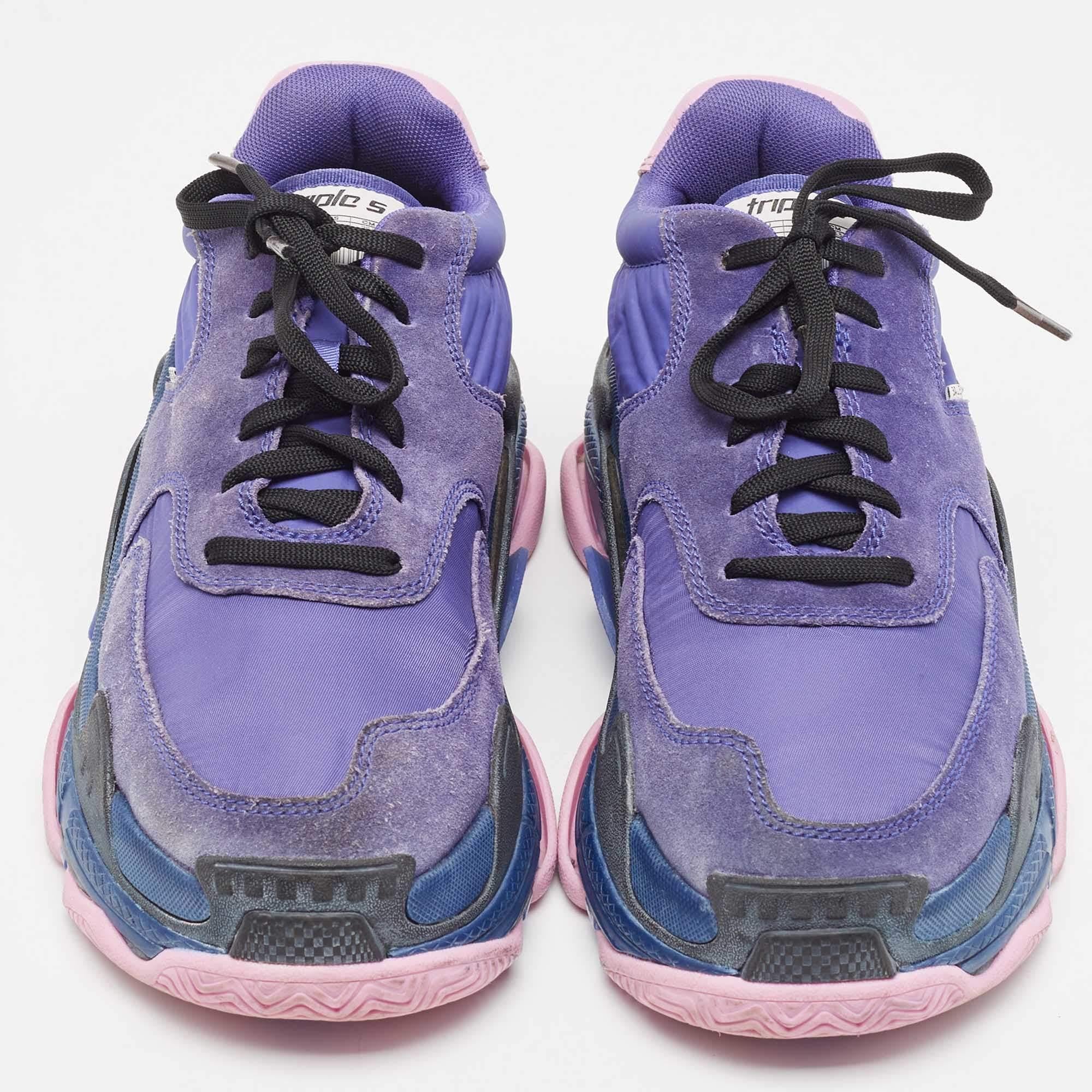 Women's or Men's Balenciaga Purple Neoprene And Suede Triple -S Sneakers Size 40 For Sale