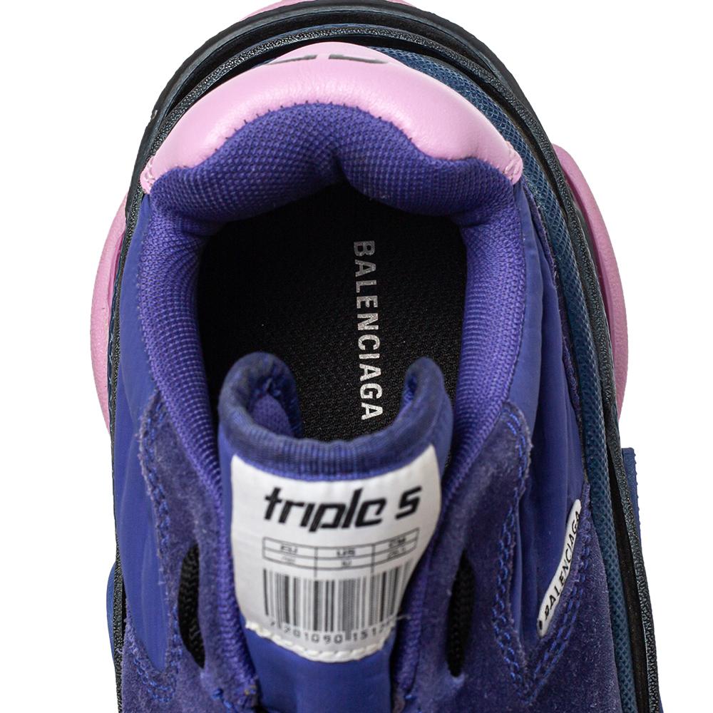 Women's Balenciaga Purple Neoprene And Suede Triple -S Sneakers Size 40