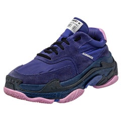 Balenciaga Purple Neoprene And Suede Triple -S Sneakers Size 40