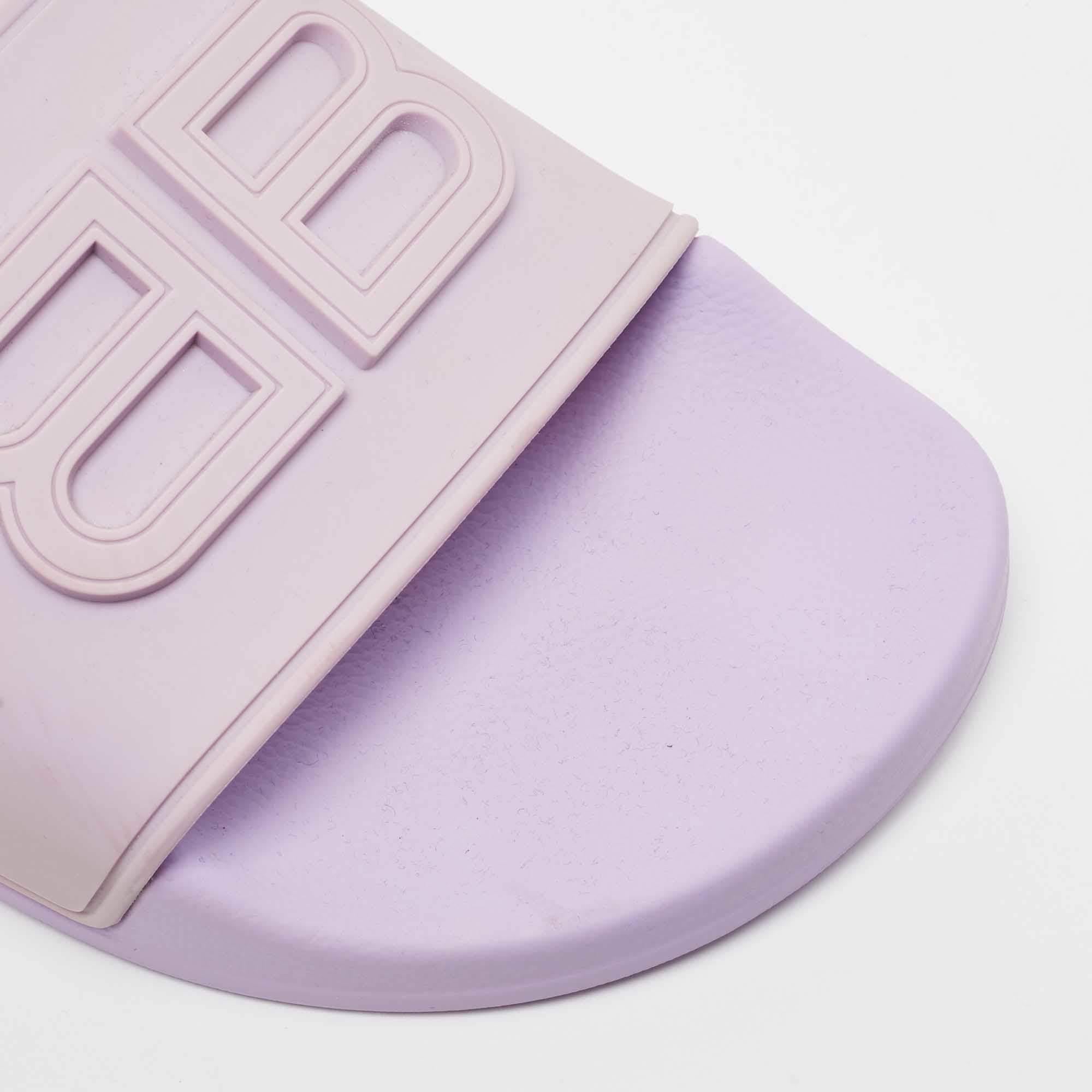 Balenciaga Purple Rubber BB Pool Slides Size 37 For Sale 1