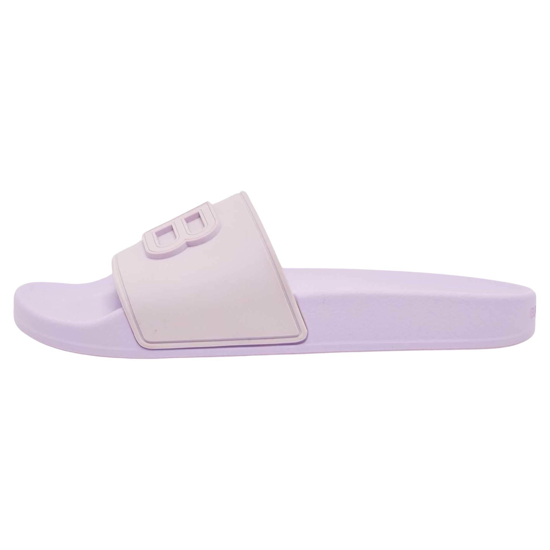 Balenciaga Purple Rubber BB Pool Slides Size 37 For Sale