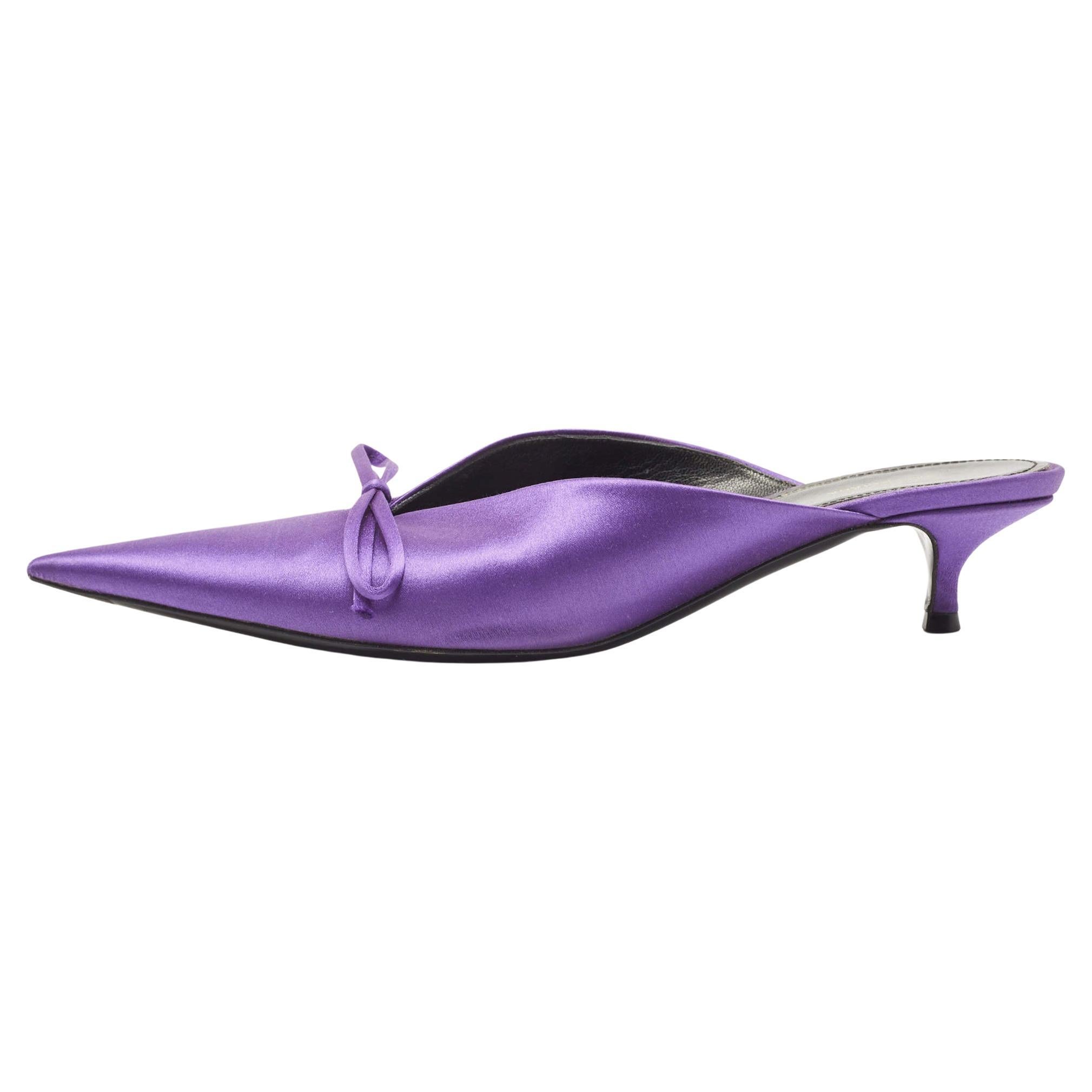 Balenciaga Purple Satin Knife Mules Size 37
