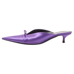 Used Balenciaga Purple Satin Knife Mules Size 37