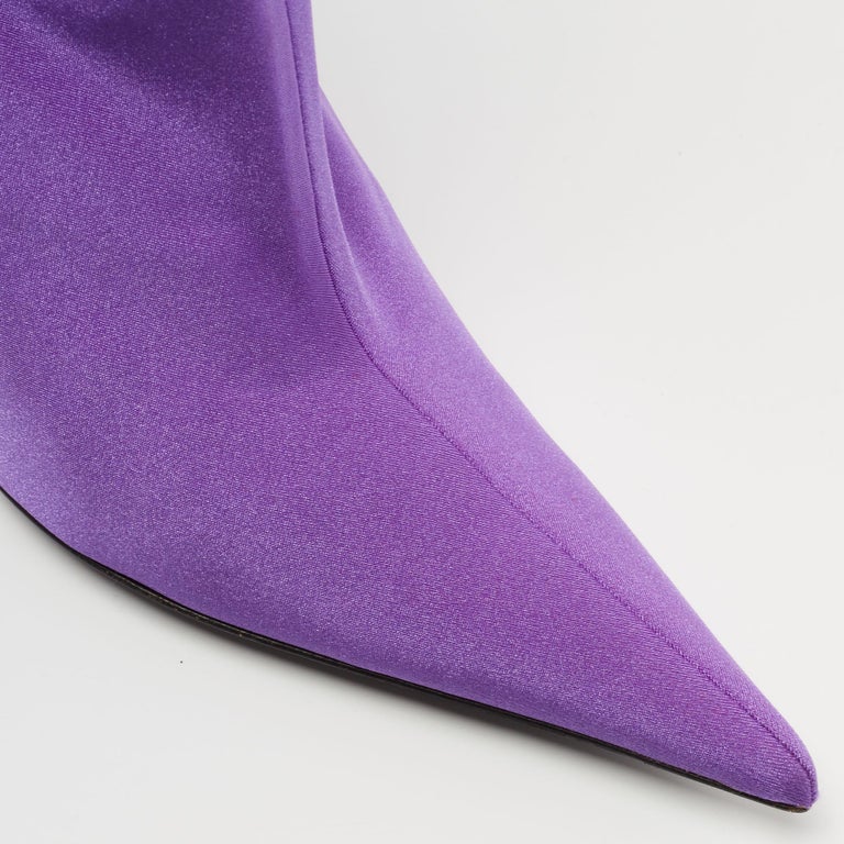 Balenciaga Purple Stretch Fabric Over The Knee Boots Size 38 For Sale ...