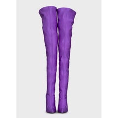 Balenciaga Purple Textile Over-the-Knee Stiletto Boots EU 37