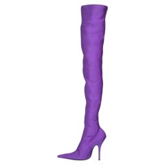 Balenciaga Purple Textile Over-the-Knee Stiletto Boots EU 37