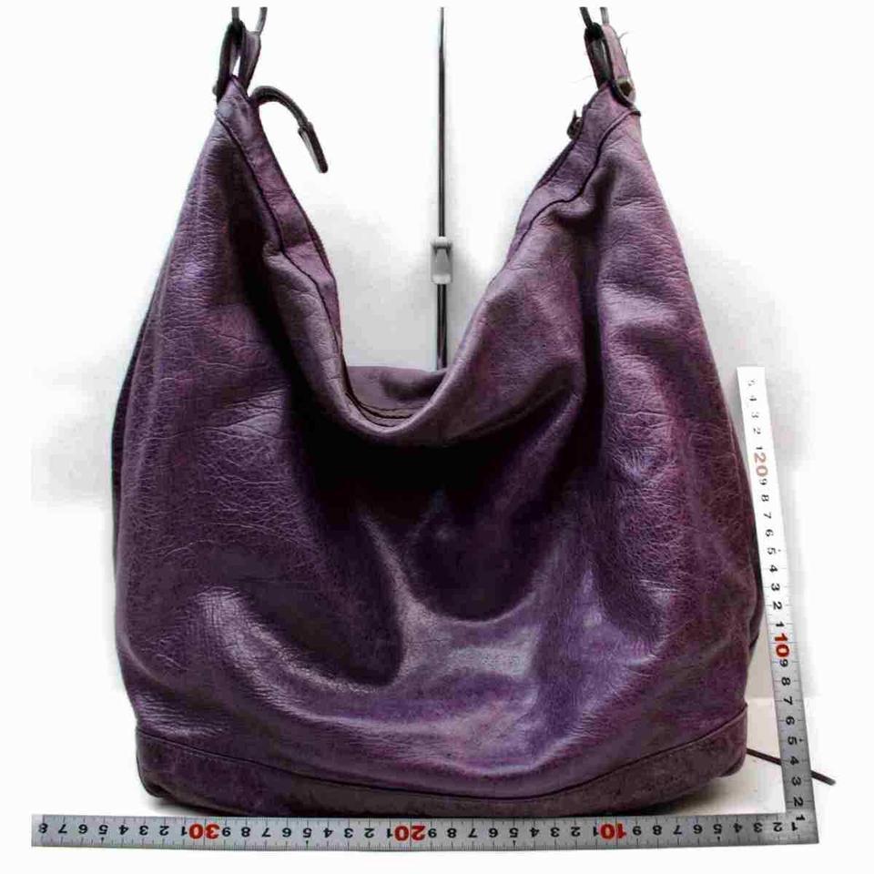 Black Balenciaga Purple The Day Leather Hobo Bag 867054