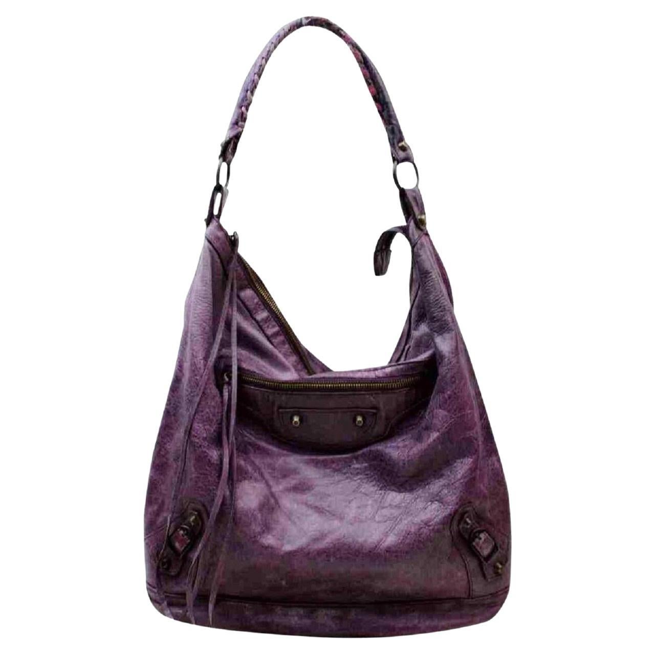 Balenciaga Hourglass Top Handle Bag XS Crocodile Embossed Purple in  Calfskin Leather with Aged Silvertone  US