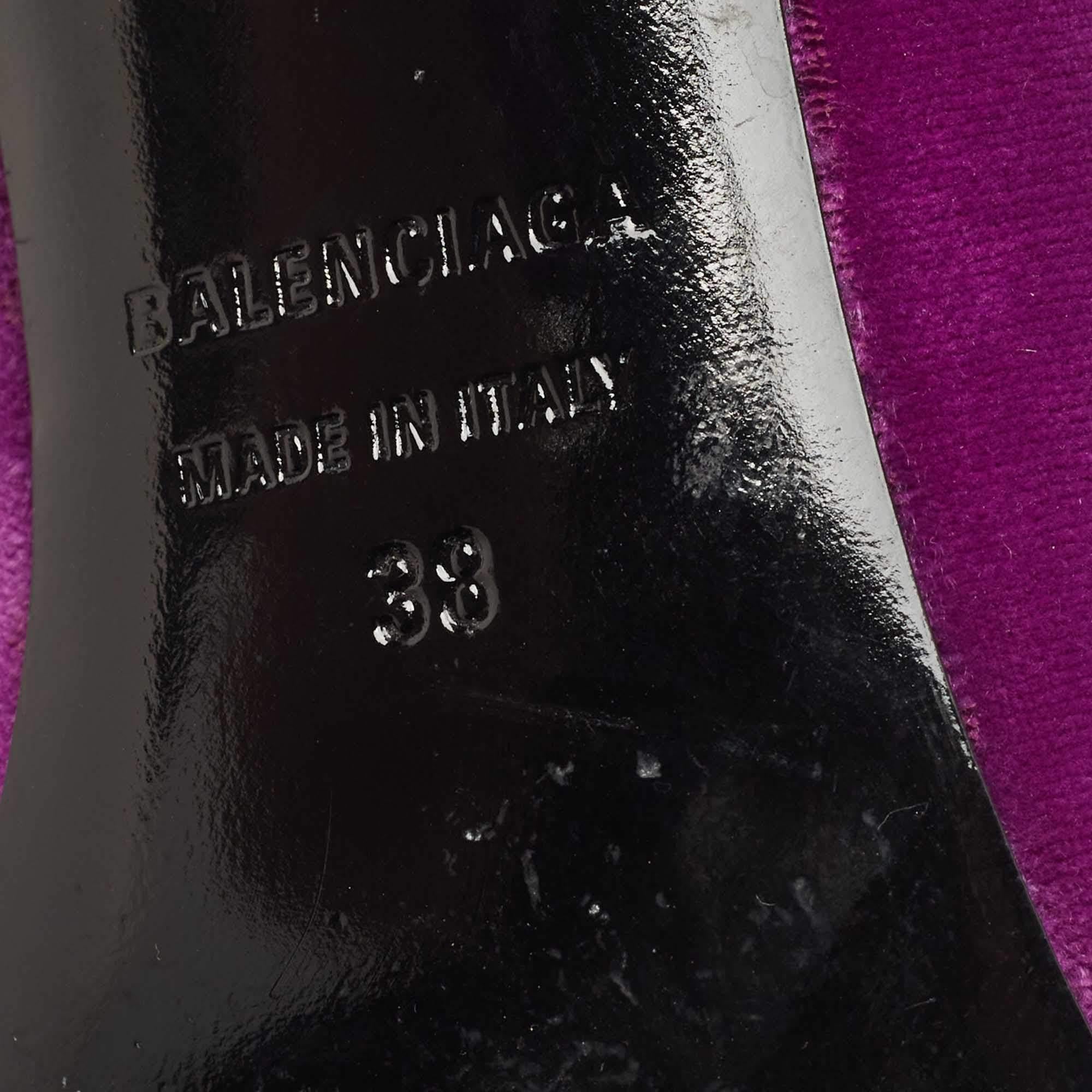 Balenciaga Purple Velvet BB Knife Pumps Size 38 For Sale 3
