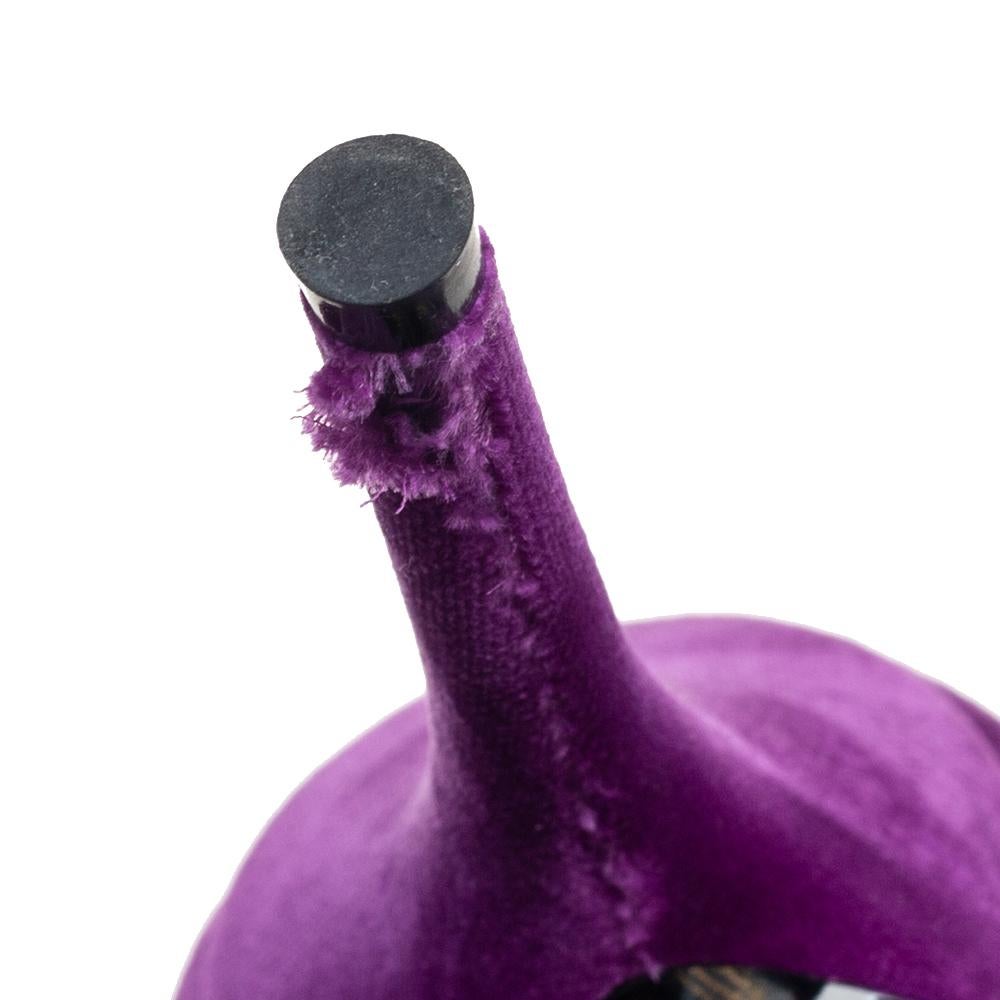 Balenciaga Purple Velvet BB Pointed Toe Pumps Size 36.5 In Good Condition In Dubai, Al Qouz 2