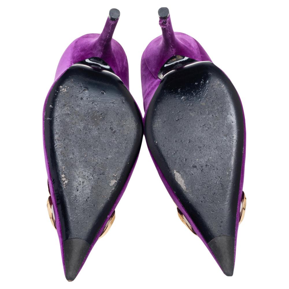 Balenciaga Purple Velvet BB Pointed Toe Pumps Size 36.5 1