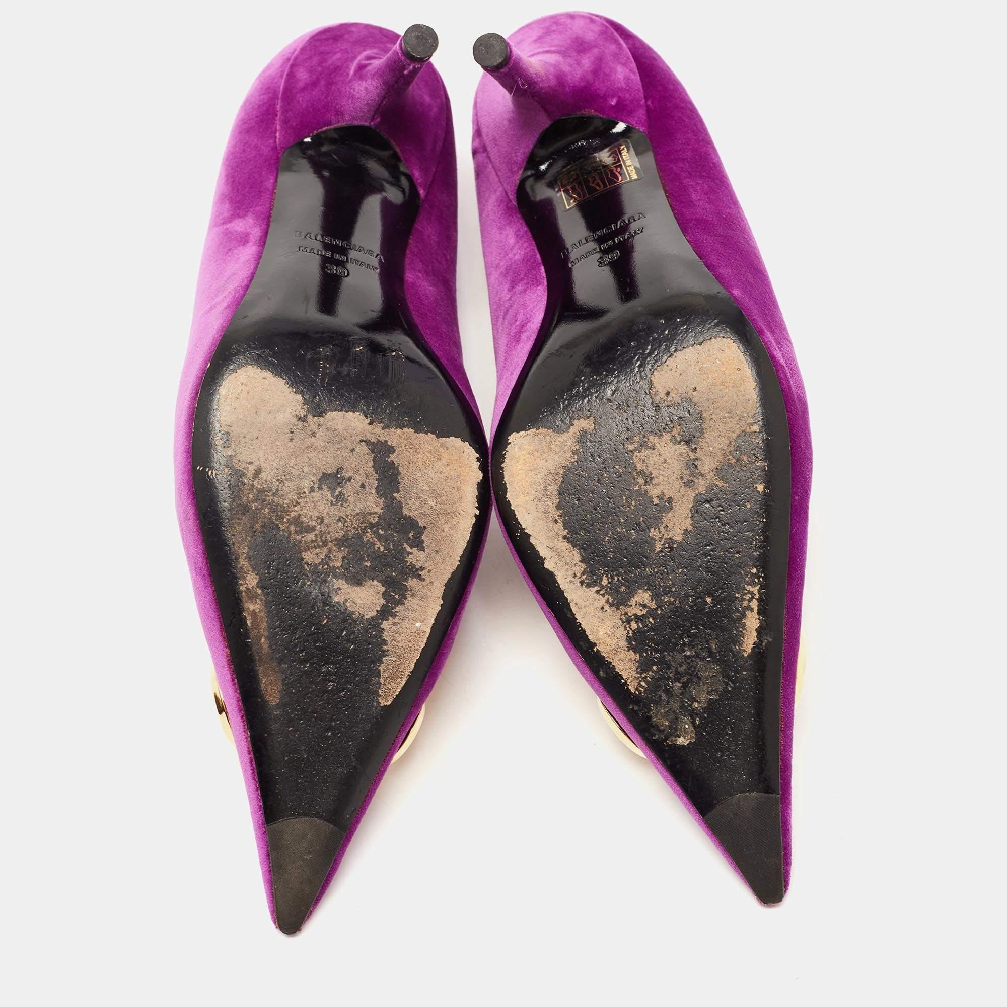 Balenciaga Purple Velvet Pointed Toe BB Pumps Size 39 1