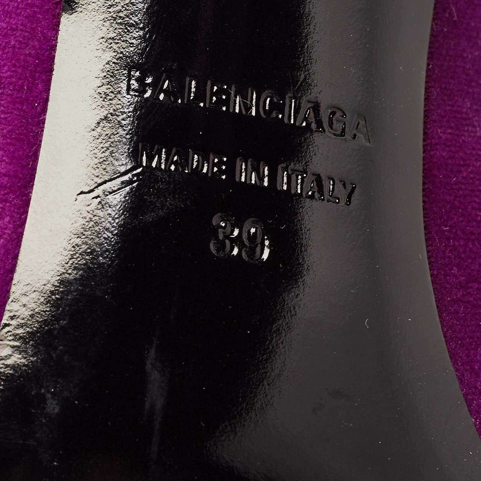 Balenciaga Purple Velvet Pointed Toe BB Pumps Size 39 4