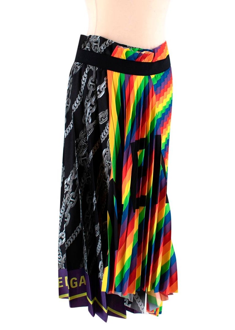 Balenciaga Rainbow Scarf Pleated Skirt - Size US 8 at 1stDibs