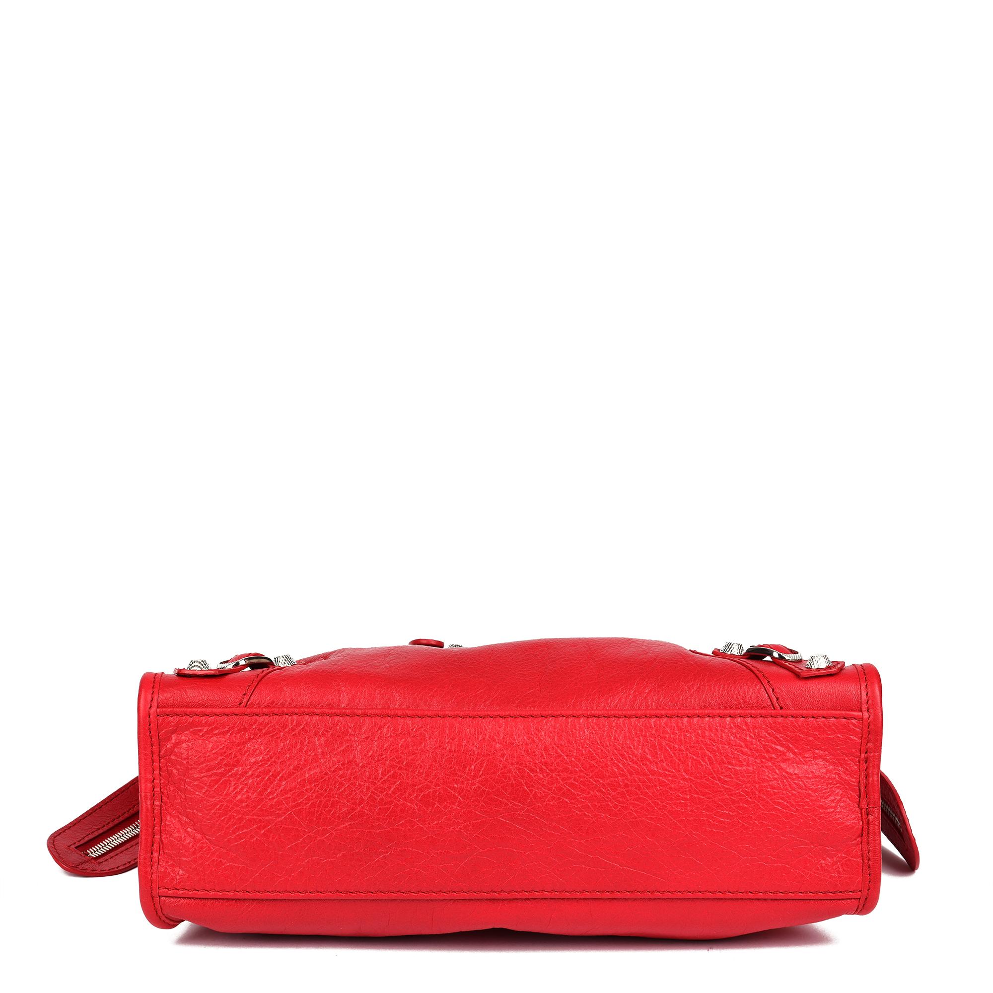BALENCIAGA Red Aged Lambskin Small City Bag In Excellent Condition In Bishop's Stortford, Hertfordshire