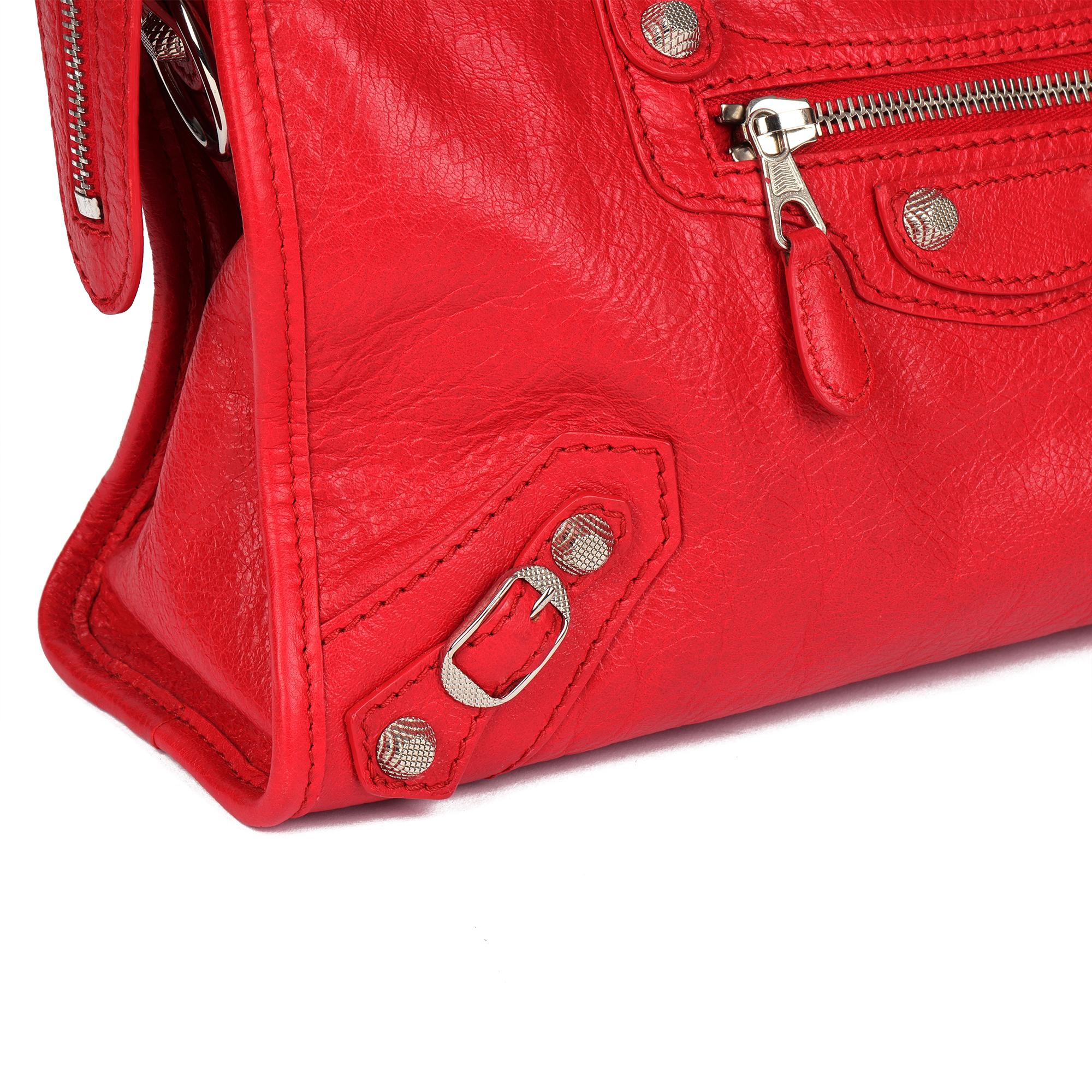 Women's BALENCIAGA Red Aged Lambskin Small City Bag