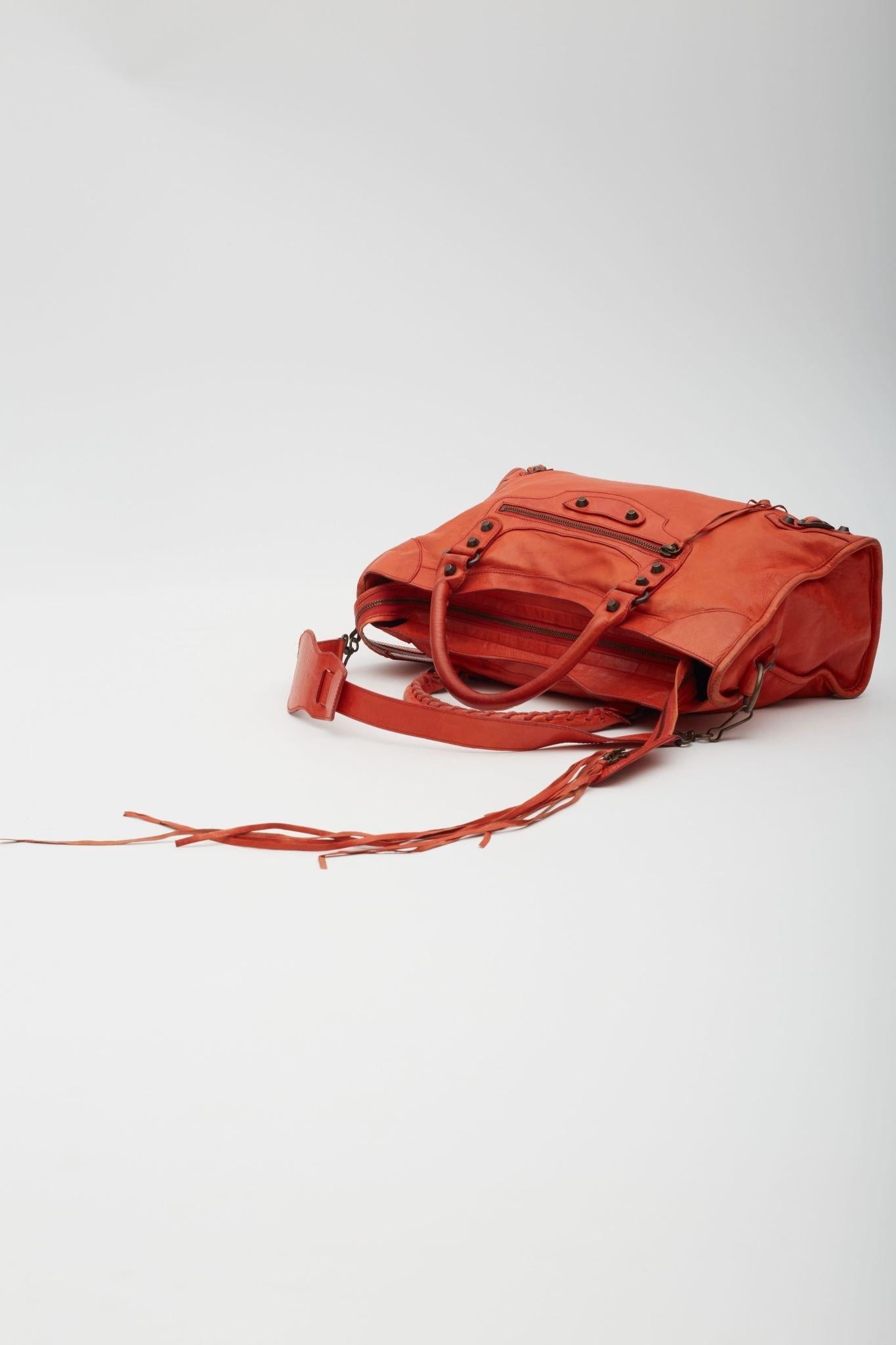 Balenciaga Red Agneau Classic Hardware City Bag 6