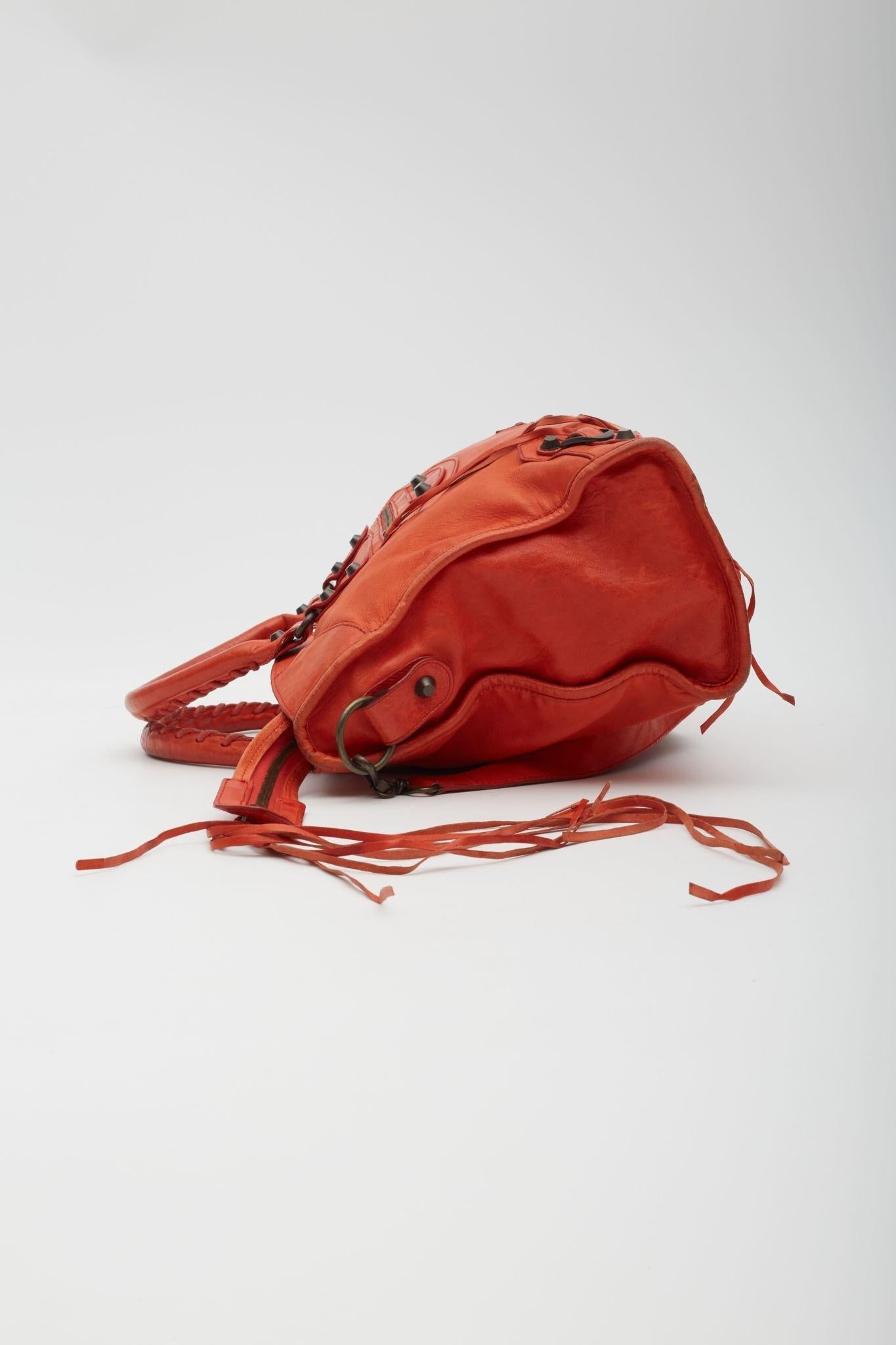 Balenciaga Red Agneau Classic Hardware City Bag 1