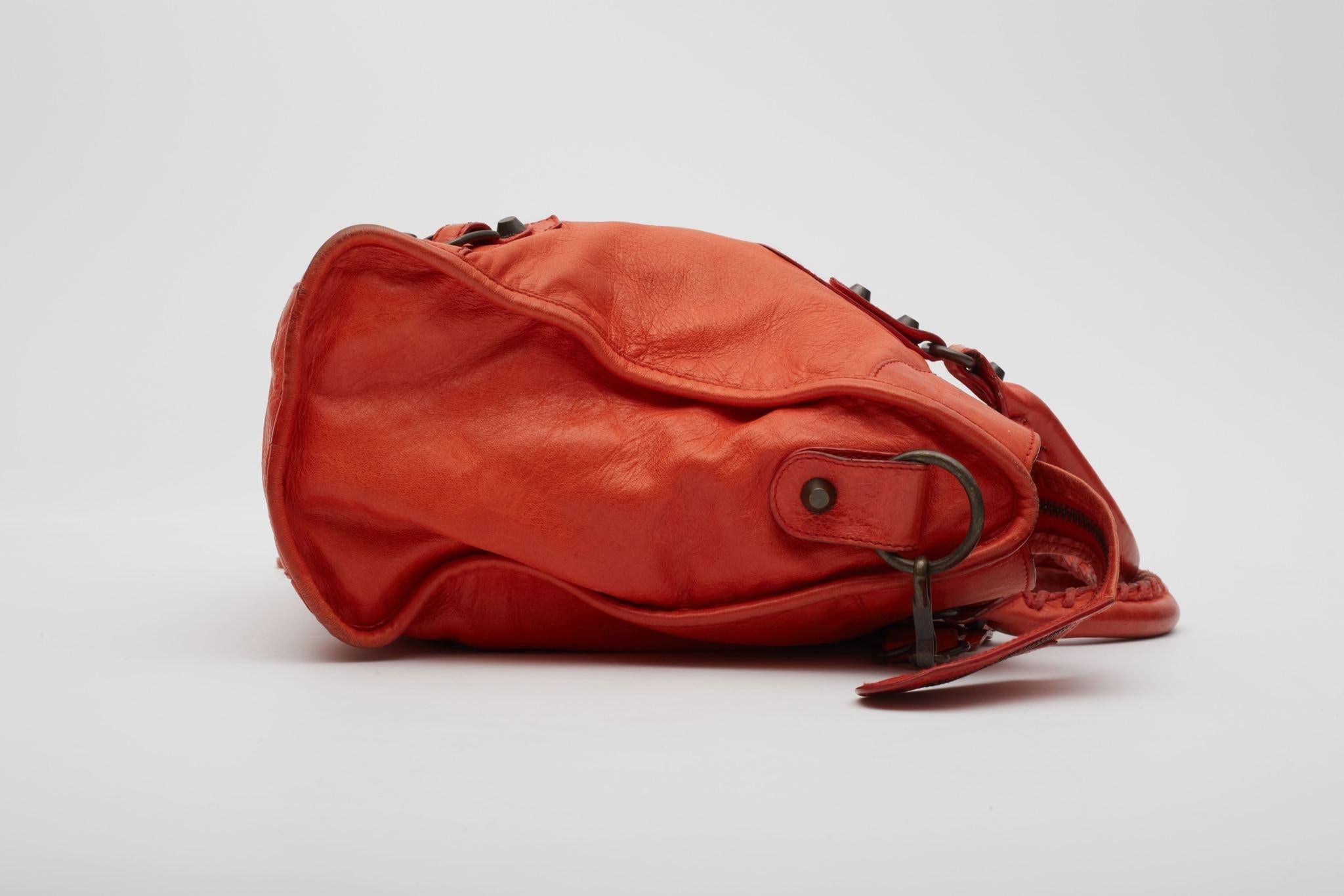 Balenciaga Red Agneau Classic Hardware City Bag 2