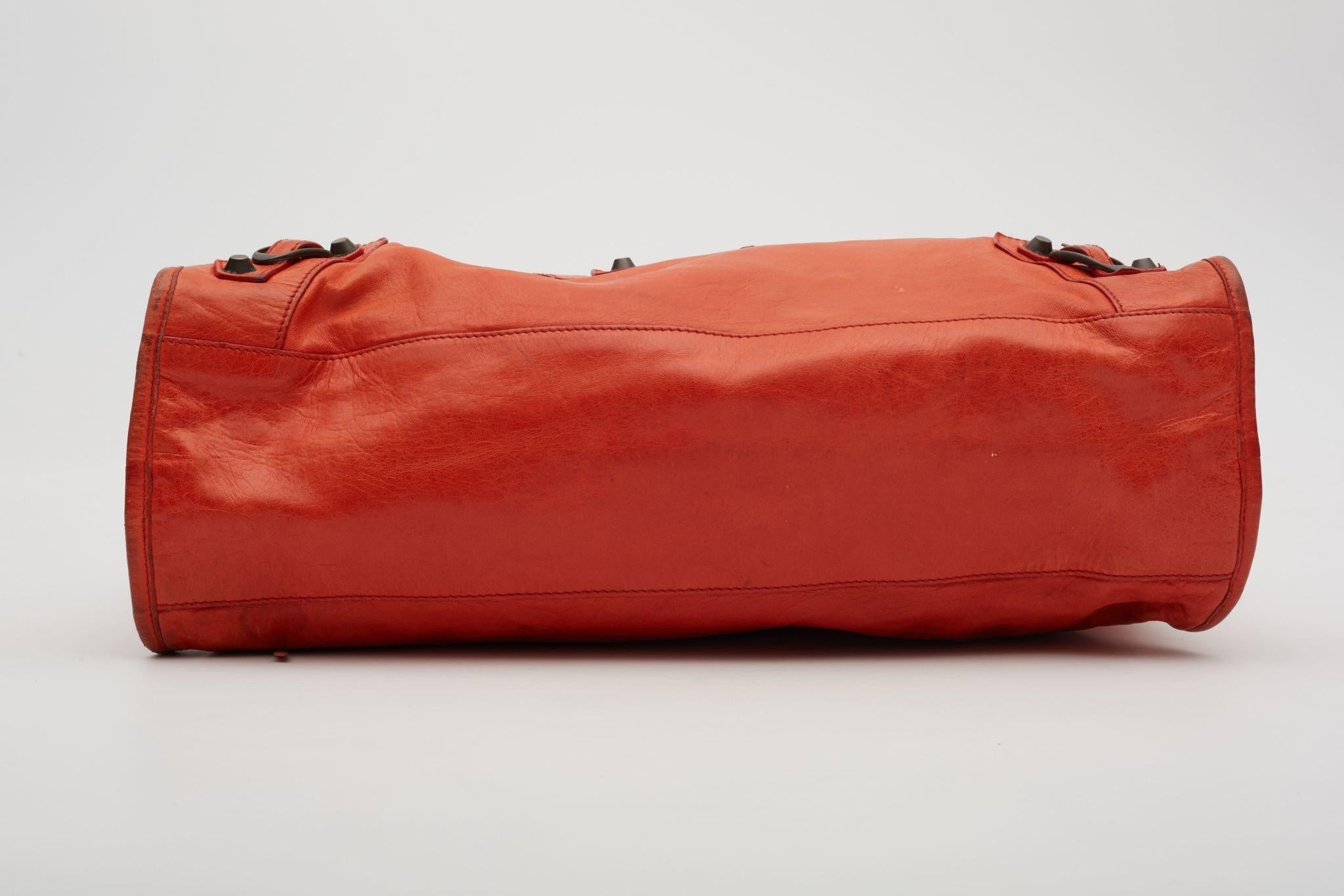 Balenciaga Red Agneau Classic Hardware City Bag 3