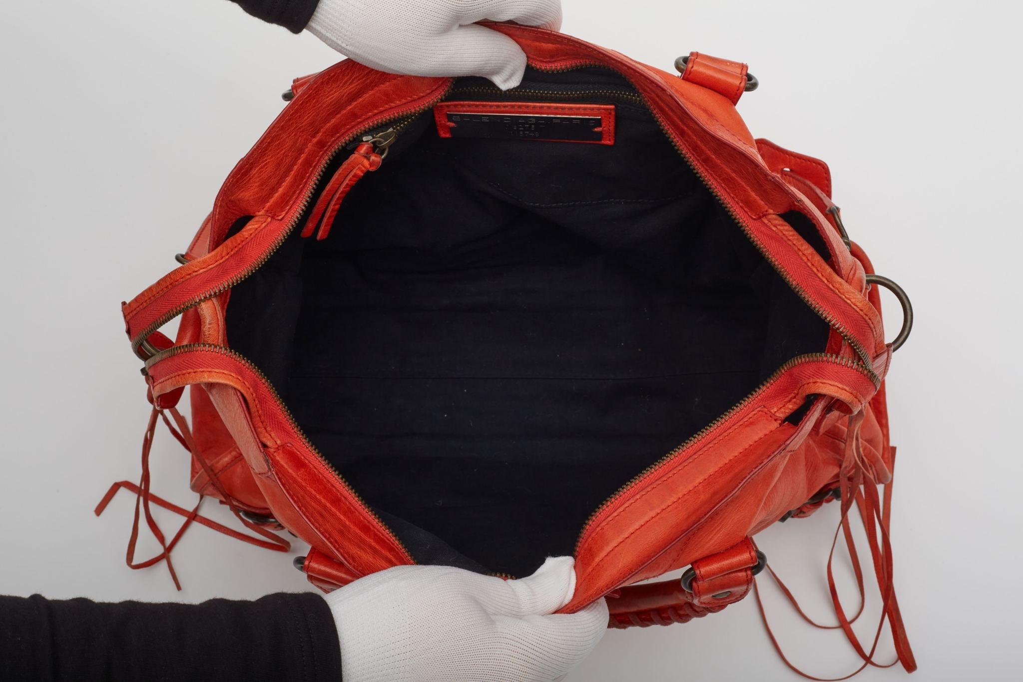 Balenciaga Red Agneau Classic Hardware City Bag 4