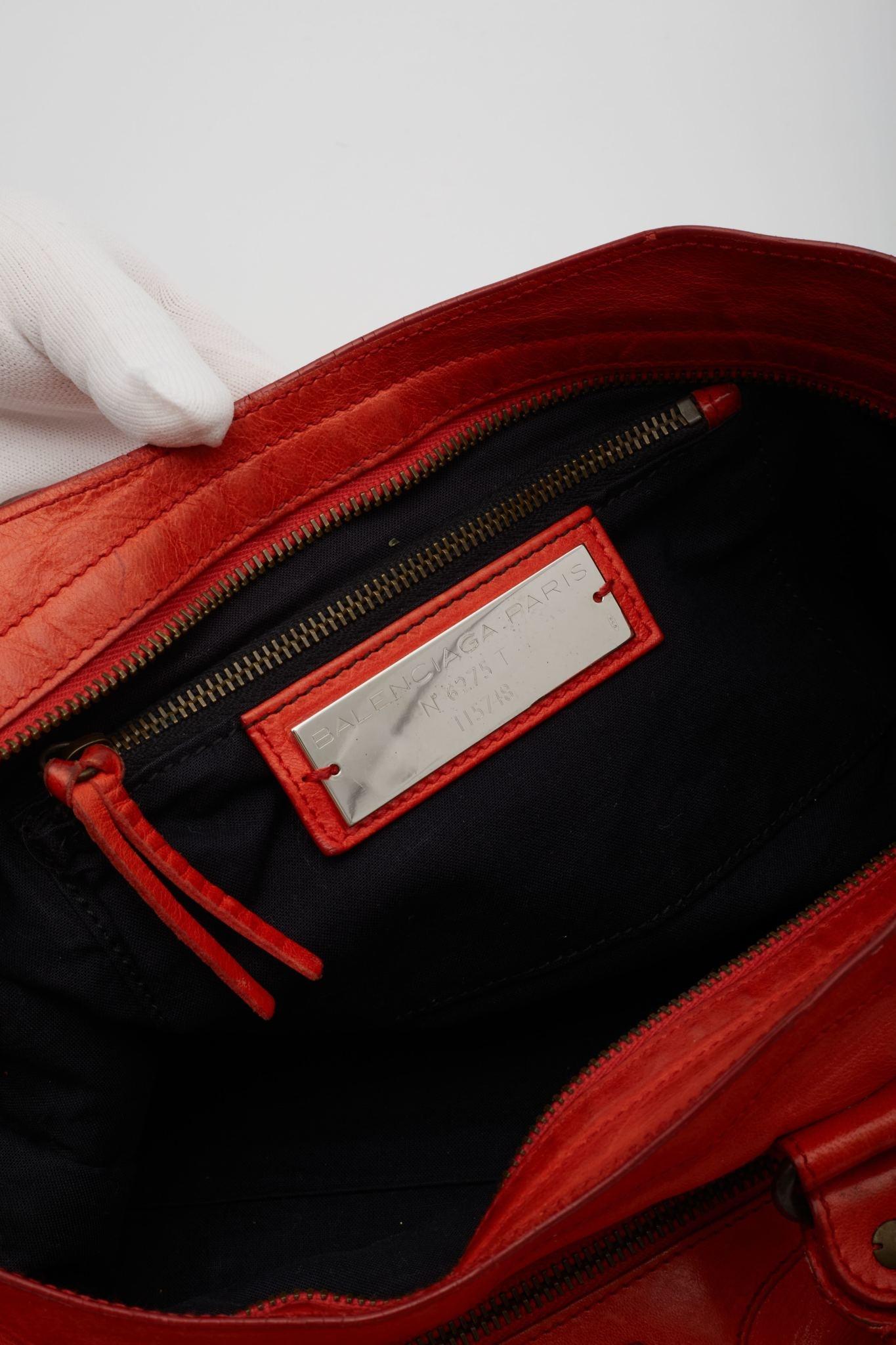 Balenciaga Red Agneau Classic Hardware City Bag 5