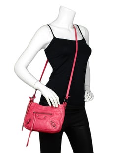 Balenciaga Red Agneau Leather Motocross Classic Hip Crossbody Bag w/ Mirror