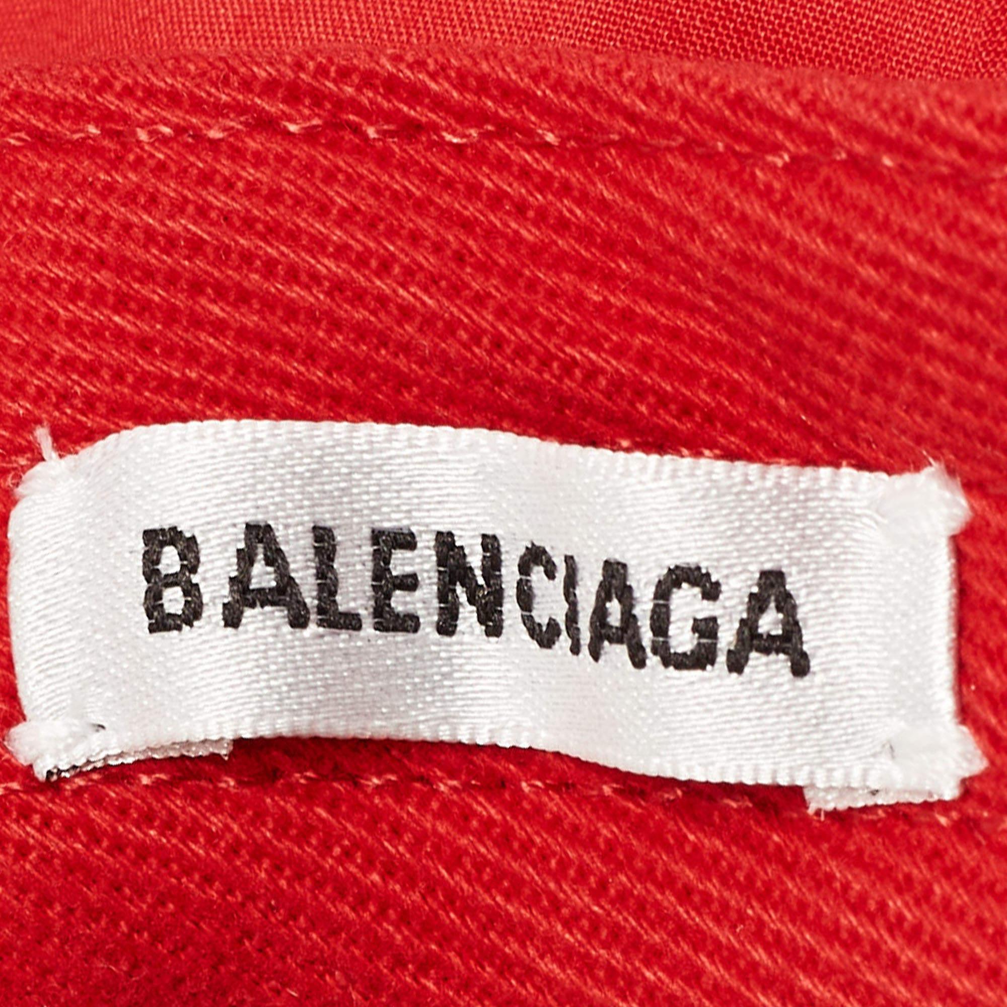 Balenciaga Red BB Logo Embroidered Cotton Baseball Hat L 1