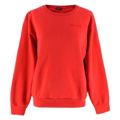 Balenciaga Red Embroidered Logo Sweatshirt S 10