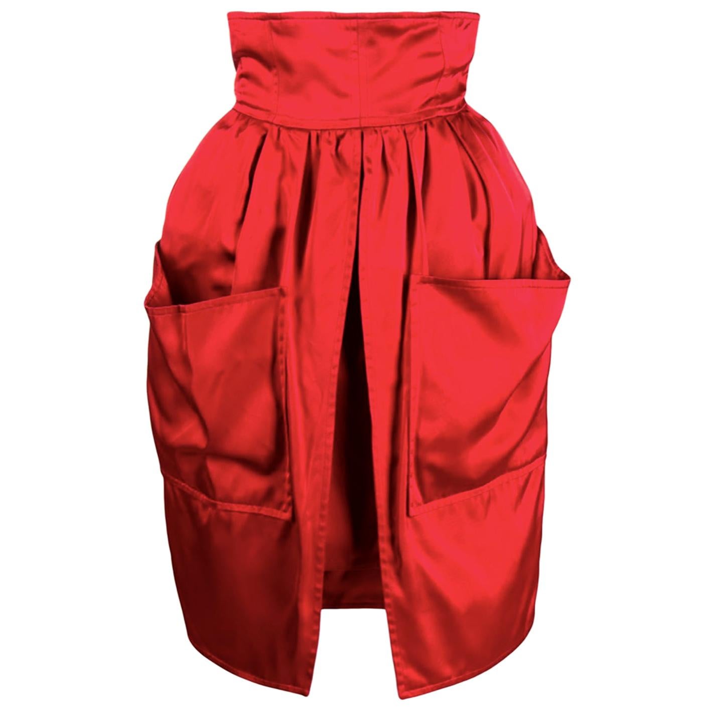red evening skirt