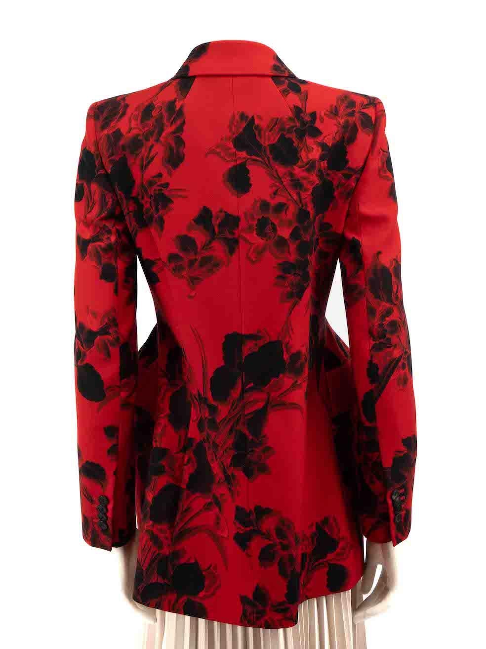 Balenciaga Red Hourglass Floral Pattern Blazer Size S In Excellent Condition In London, GB
