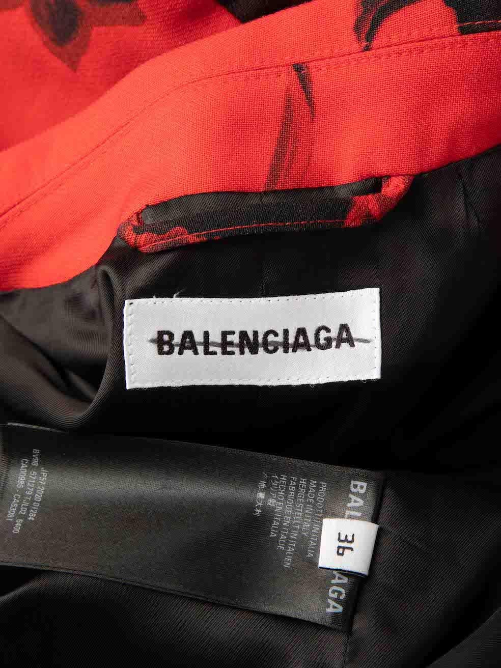 Women's Balenciaga Red Hourglass Floral Pattern Blazer Size S
