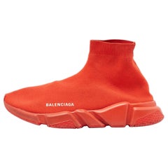 Balenciaga Red Knit Fabric Speed Trainer Sneakers Size 44