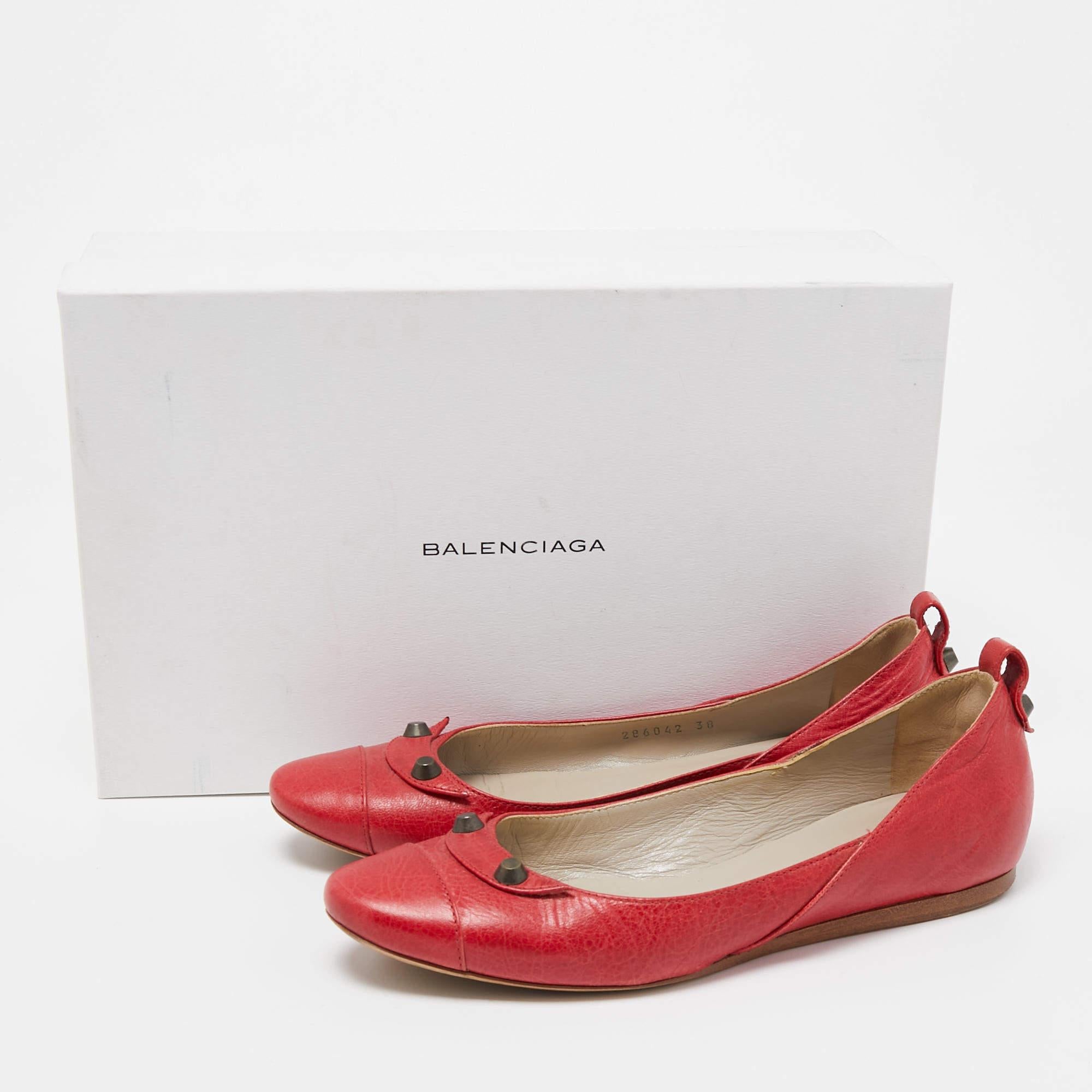 Balenciaga Red Leather Arena Ballet Flats Size 38 For Sale 5