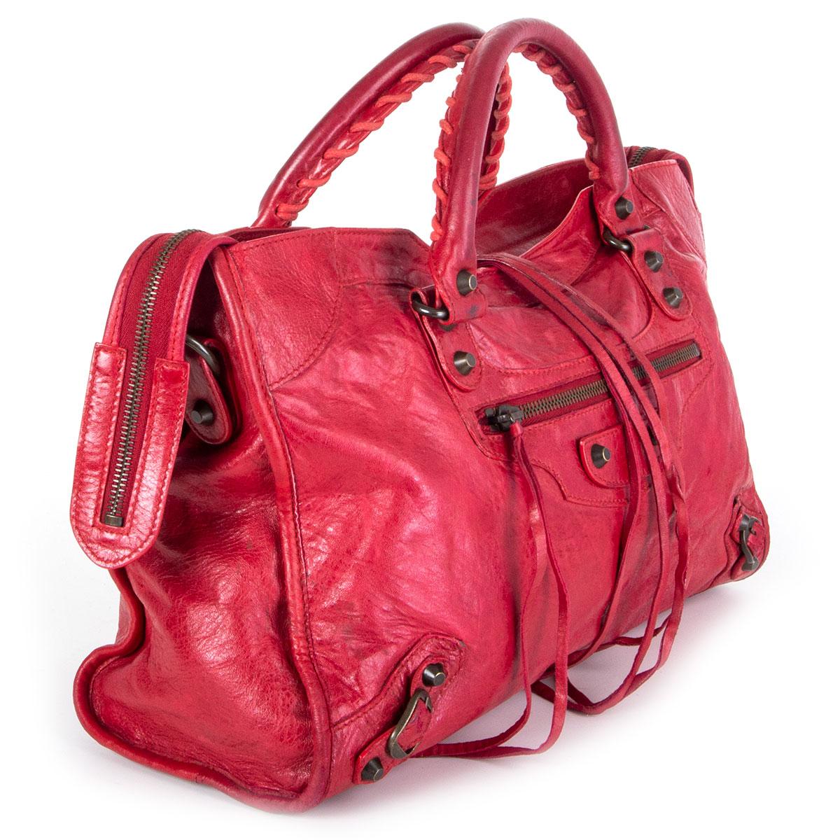 BALENCIAGA red leather CLASSIC CITY MEDIUM Bag