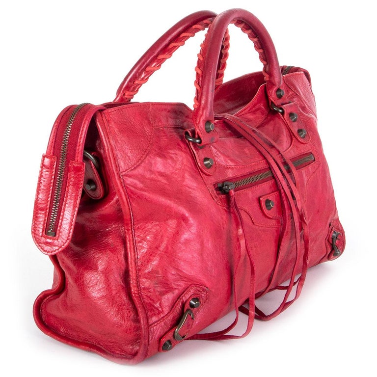 Distribuere skulder udgør BALENCIAGA red leather CLASSIC CITY MEDIUM Bag at 1stDibs