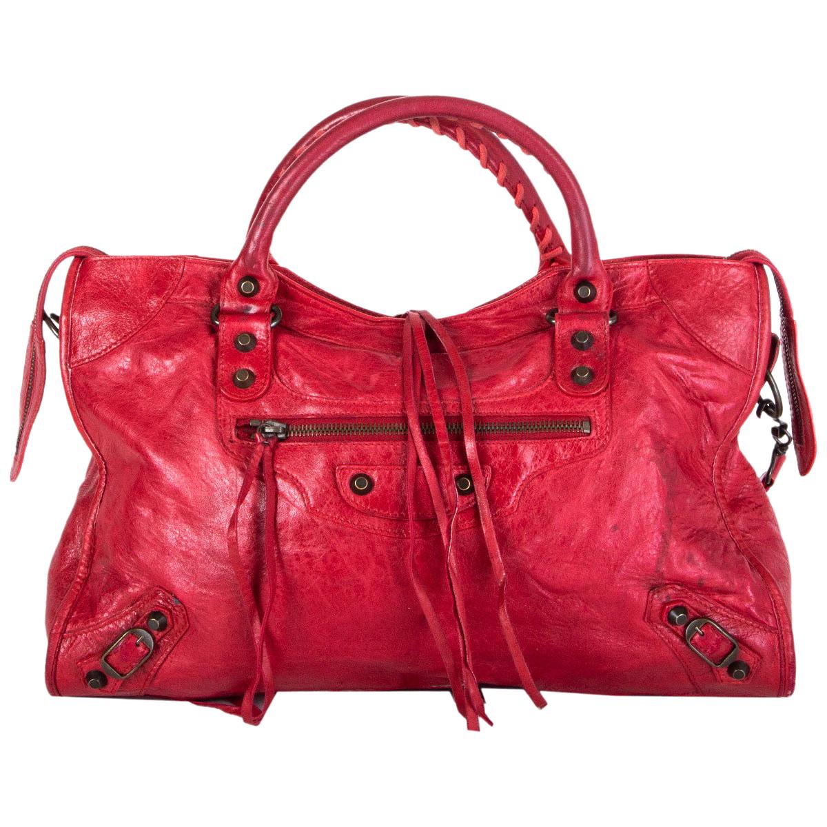 BALENCIAGA red leather CLASSIC CITY MEDIUM Bag