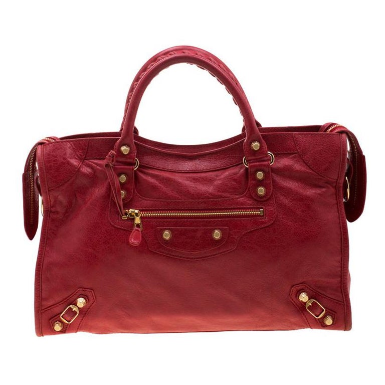 Balenciaga Red Leather Classic City RH Tote For Sale at 1stDibs