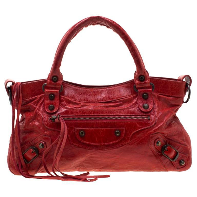 Balenciaga Red Leather Classic First Tote For Sale at 1stDibs
