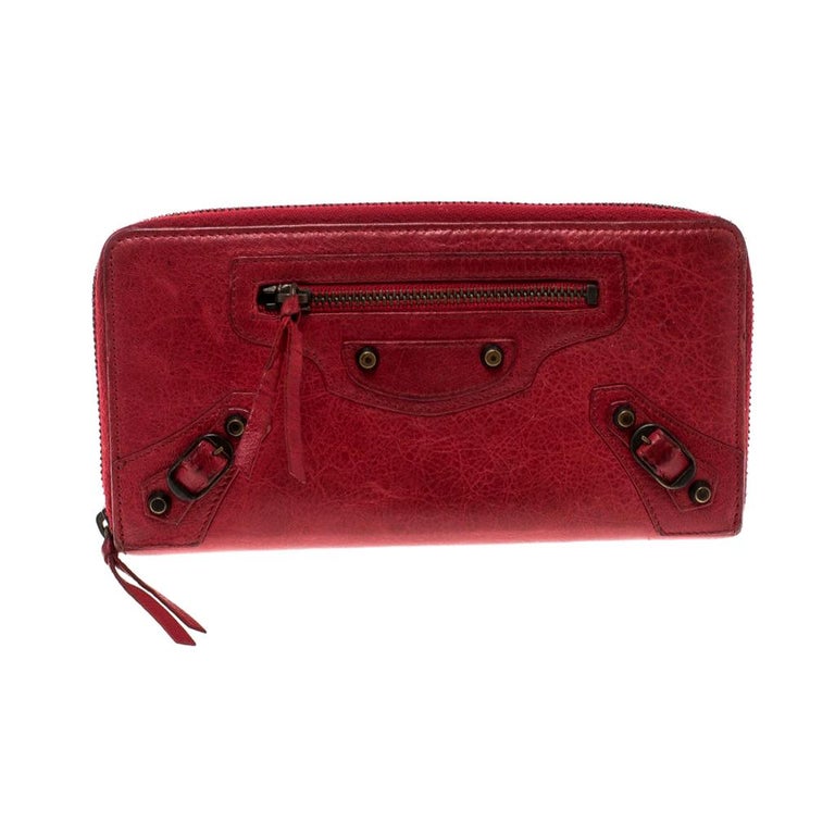 Balenciaga Red Leather Continental Zip Around Wallet Sale at 1stDibs | balenciaga continental zip wallet, classic continental zip around leather wallet, balenciaga continental zip wallet