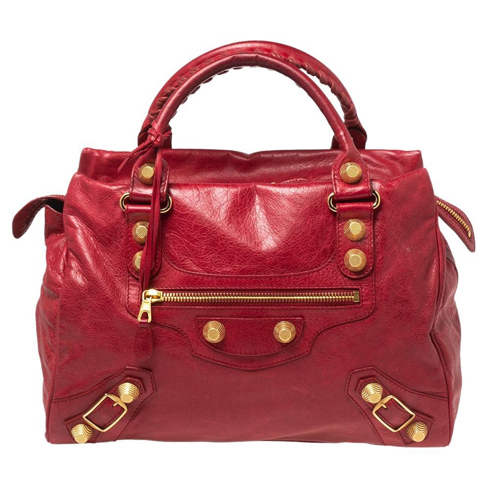 Balenciaga Red Leather GGH 21 Midday Bag at 1stDibs