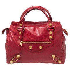 Balenciaga Red Leather GGH 21 Midday Bag