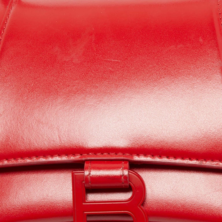Balenciaga Red Leather Hourglass Top Handle Bag For Sale at 1stDibs