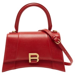 Balenciaga Red Leather Hourglass Top Handle Bag