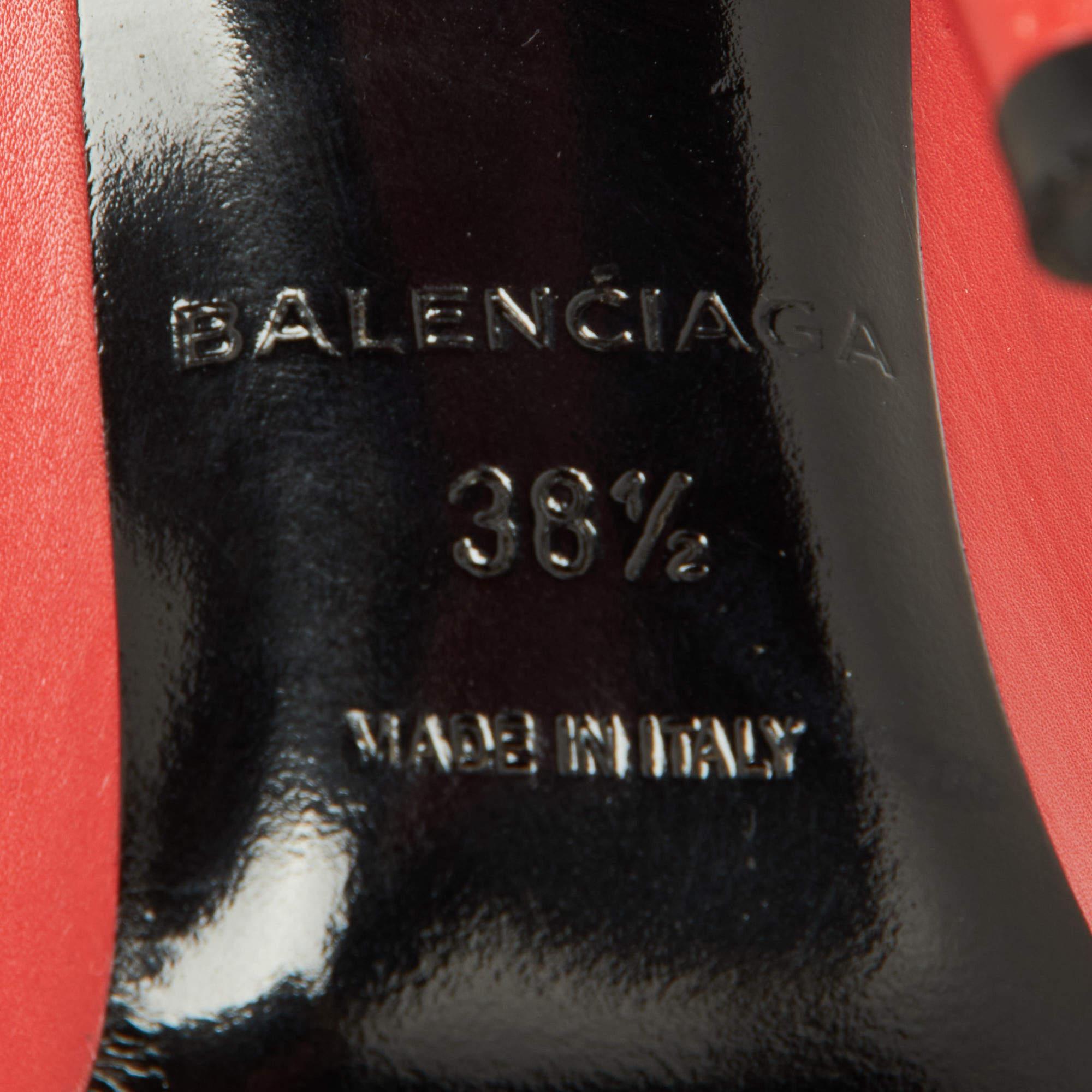 Balenciaga Red Leather Knife Ankle Booties Size 38.5 For Sale 5