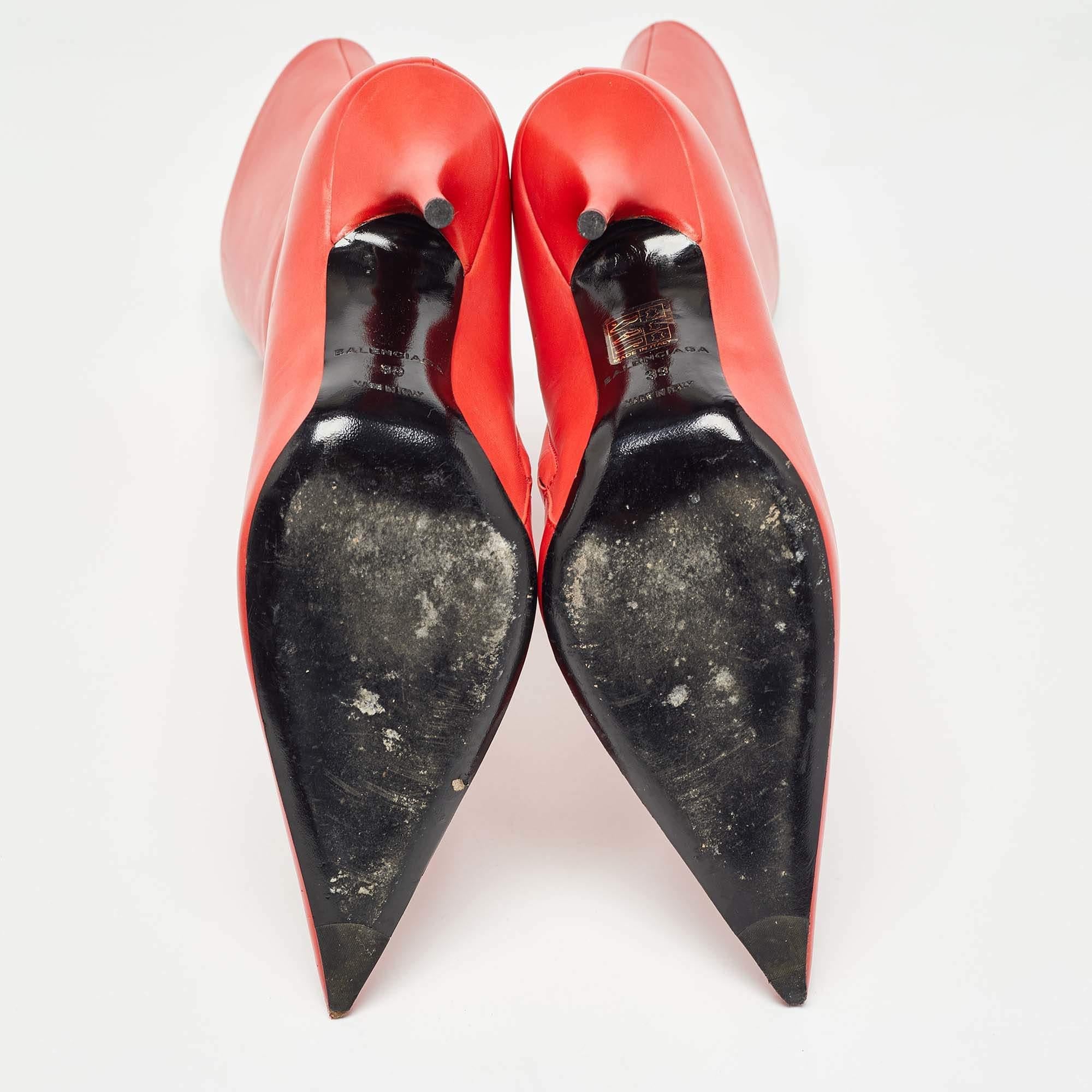 Balenciaga Red Leather Knife Midcalf Boots Size 39 2